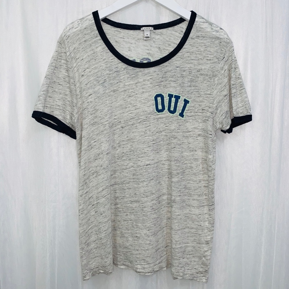 J. Crew Linen Ringer ‘Oui Mon Cheri’ Shirt